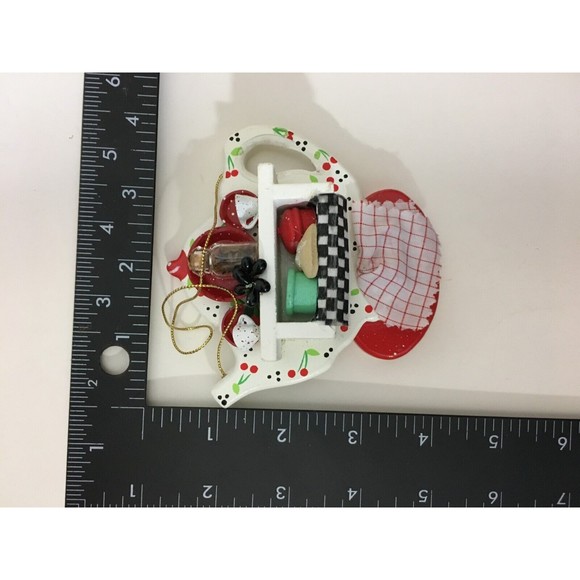 Rare One of A Kind Handmade TEAPOT CHRISTMAS ORNAMENT Wood 4" Collectible - Picture 9 of 9